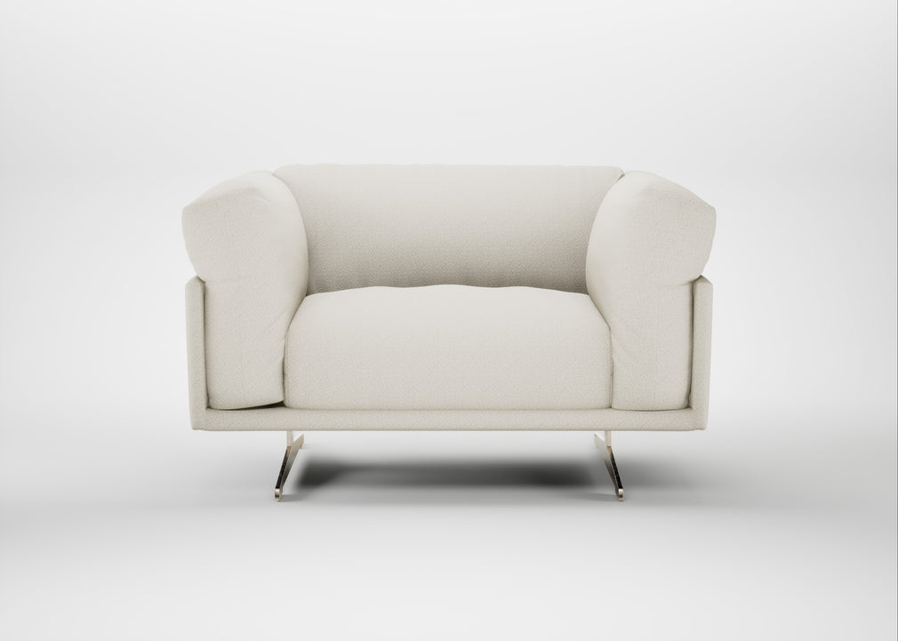 Novara Loveseat Chunky Boucle Ecru / Stainless Steel