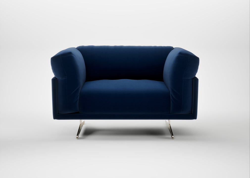 Novara Loveseat Cotton Velvet Midnight / Stainless Steel