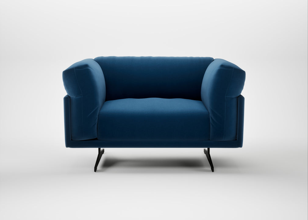 Novara Loveseat Cotton Velvet Petrol / Black