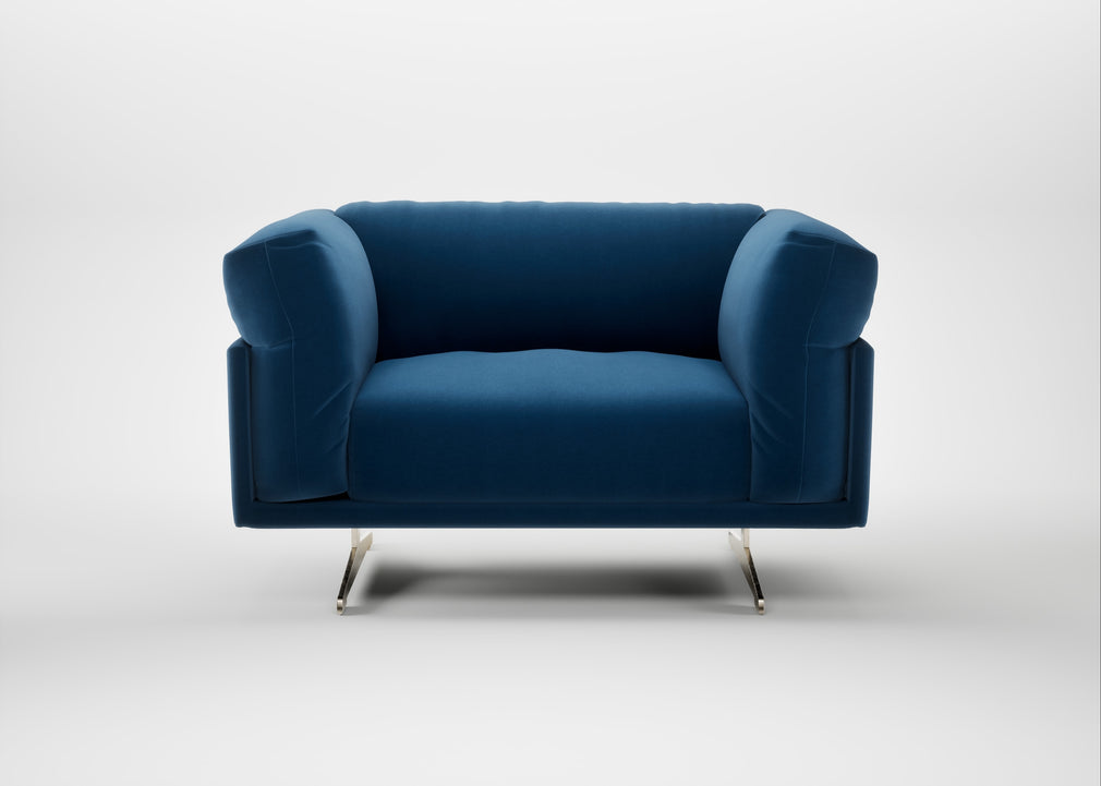 Novara Loveseat Cotton Velvet Petrol / Stainless Steel