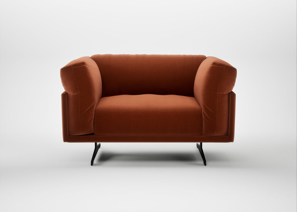 Novara Loveseat Cotton Velvet Russet / Black
