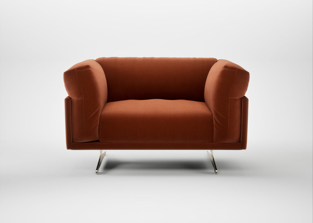 Novara Loveseat Cotton Velvet Russet / Stainless Steel