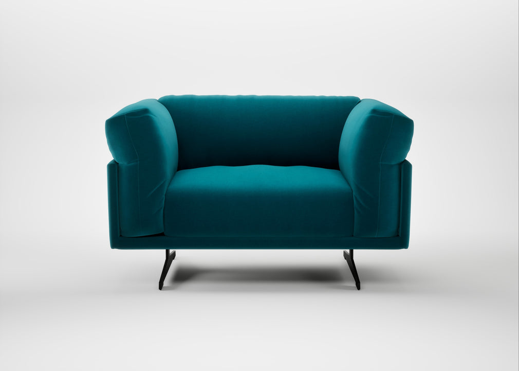 Novara Loveseat Cotton Velvet Teal / Black