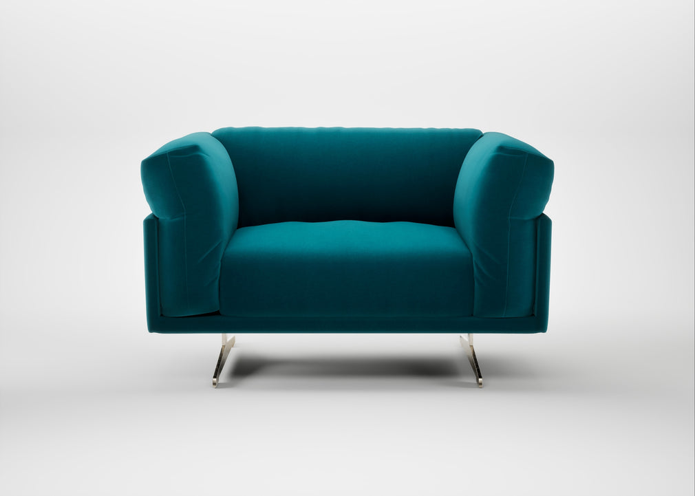 Novara Loveseat Cotton Velvet Teal / Stainless Steel