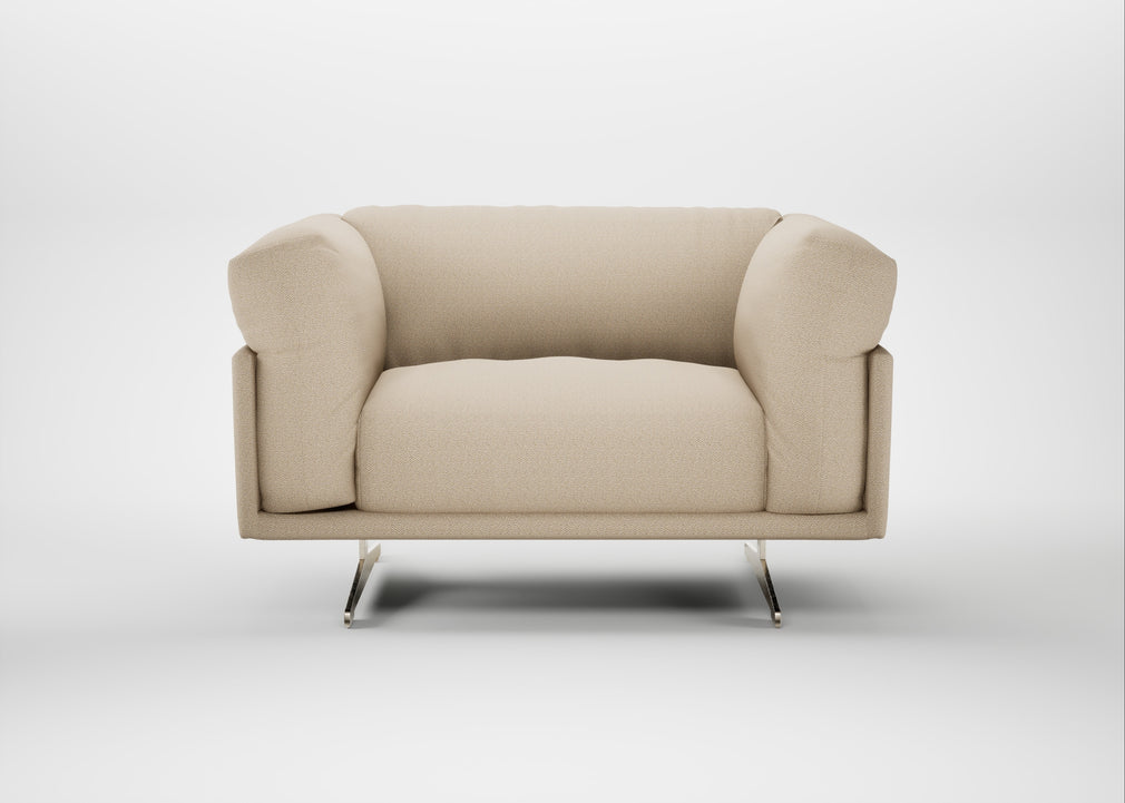 Novara Loveseat Loop Twill Fossil / Stainless Steel