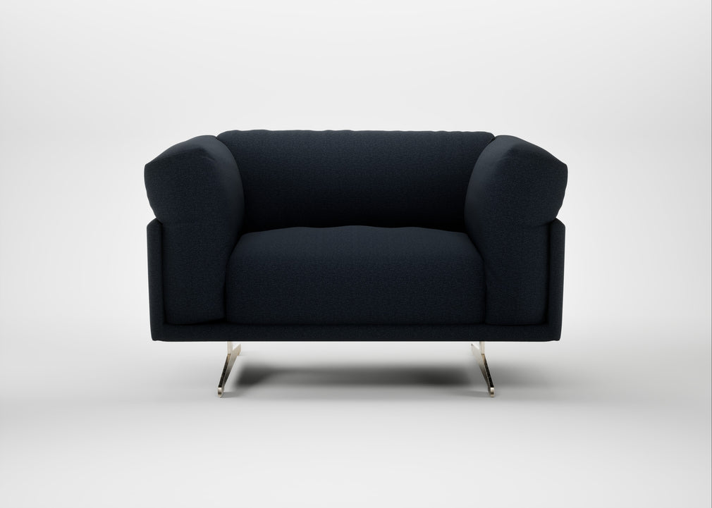 Novara Loveseat Loop Twill Midnight / Stainless Steel