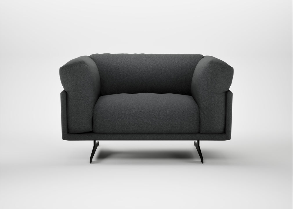 Novara Loveseat Melton Wool Granite / Black