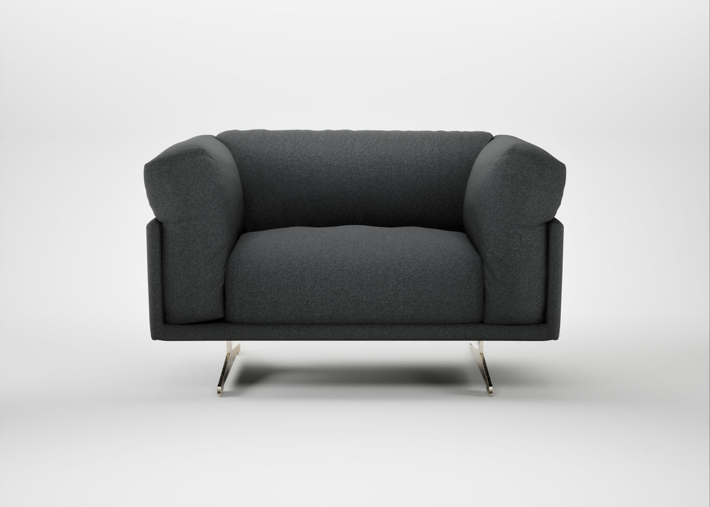 Novara Loveseat Melton Wool Granite / Stainless Steel
