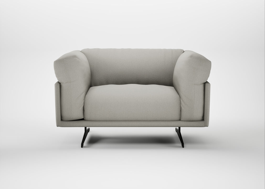 Novara Loveseat Melton Wool Limestone / Black