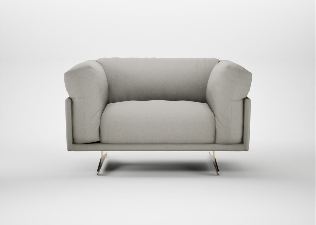 Novara Loveseat Melton Wool Limestone / Stainless Steel