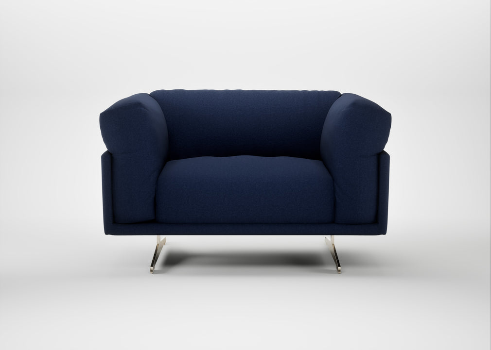 Novara Loveseat Melton Wool New Navy / Stainless Steel