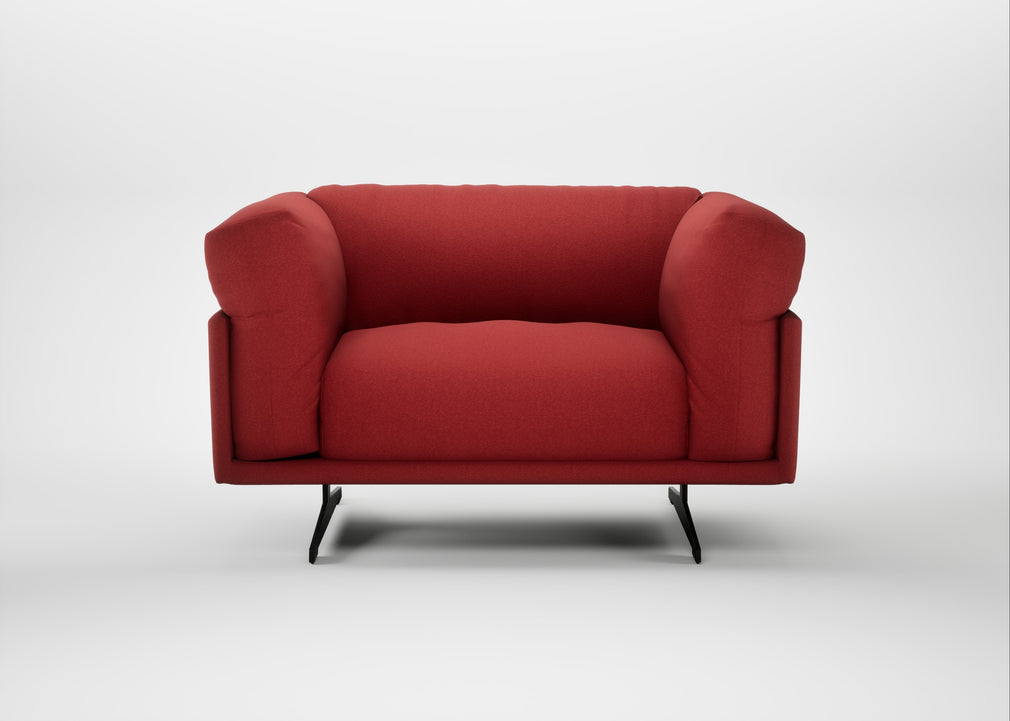 Novara Loveseat Melton Wool Red Oxide / Black