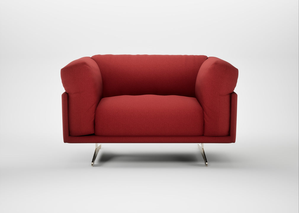 Novara Loveseat Melton Wool Red Oxide / Stainless Steel