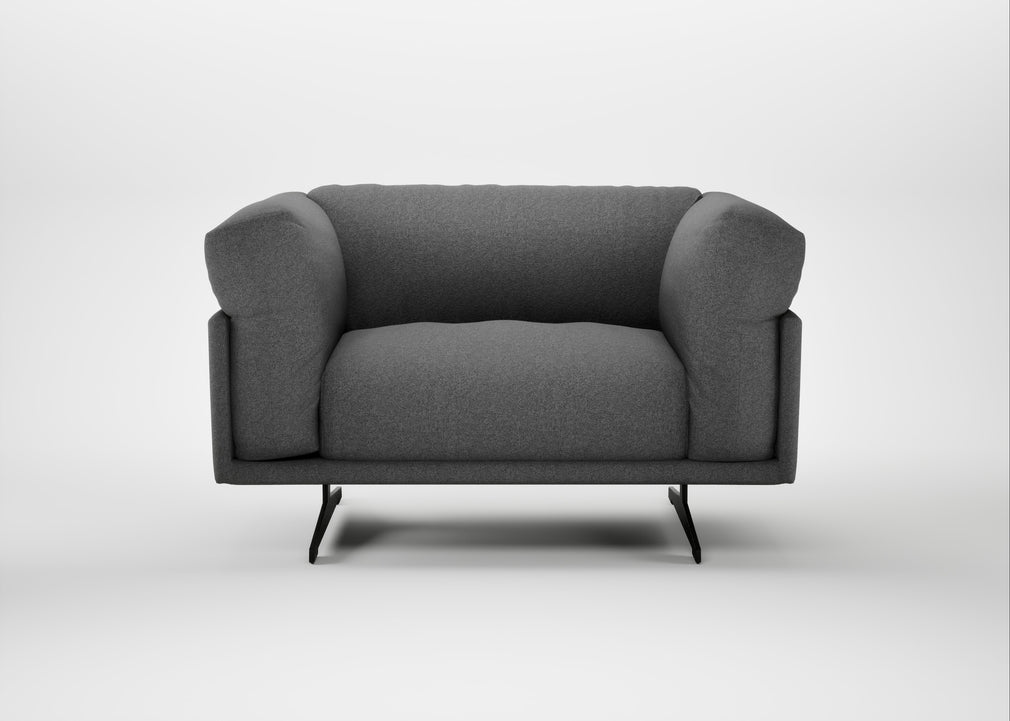 Novara Loveseat Melton Wool Shale / Black
