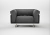 Novara Loveseat Melton Wool Shale / Stainless Steel