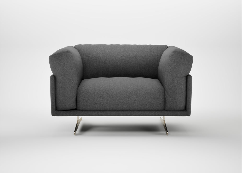 Novara Loveseat Melton Wool Shale / Stainless Steel