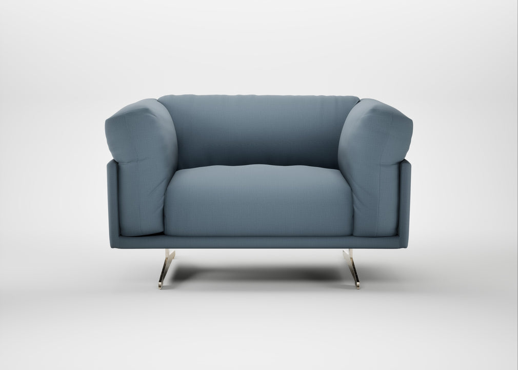 Novara Loveseat Smart Cotton Linen Celestial / Stainless Steel