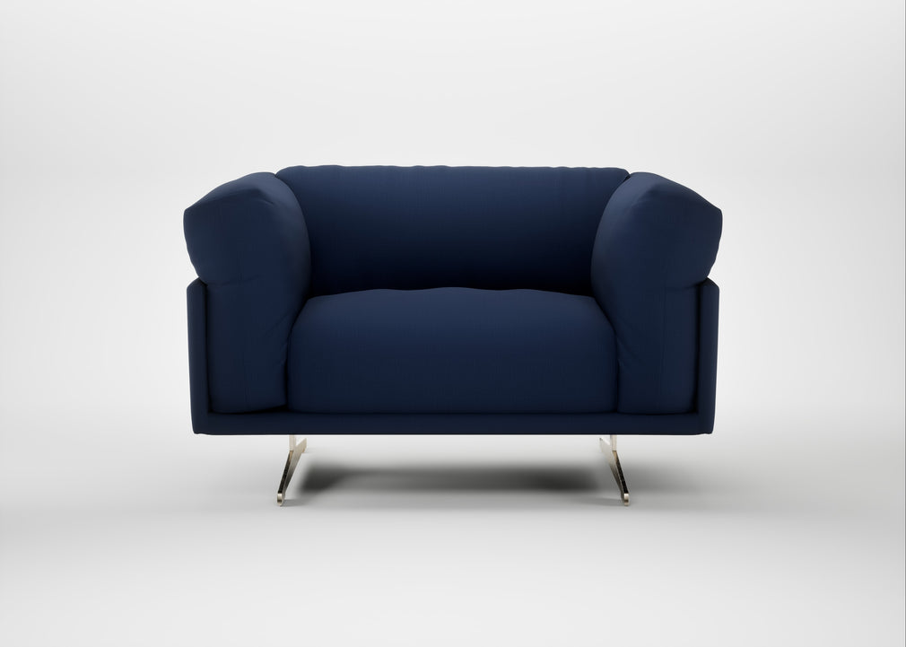 Novara Loveseat Smart Cotton Linen Indigo / Stainless Steel