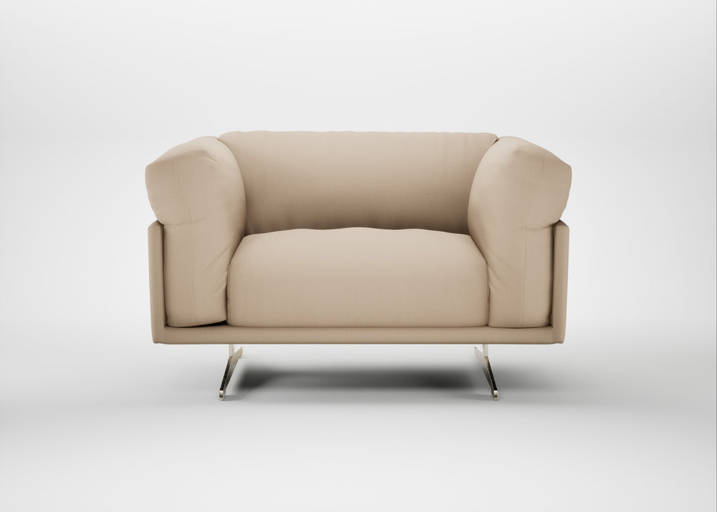 Novara Loveseat Smart Cotton Linen Rice / Stainless Steel
