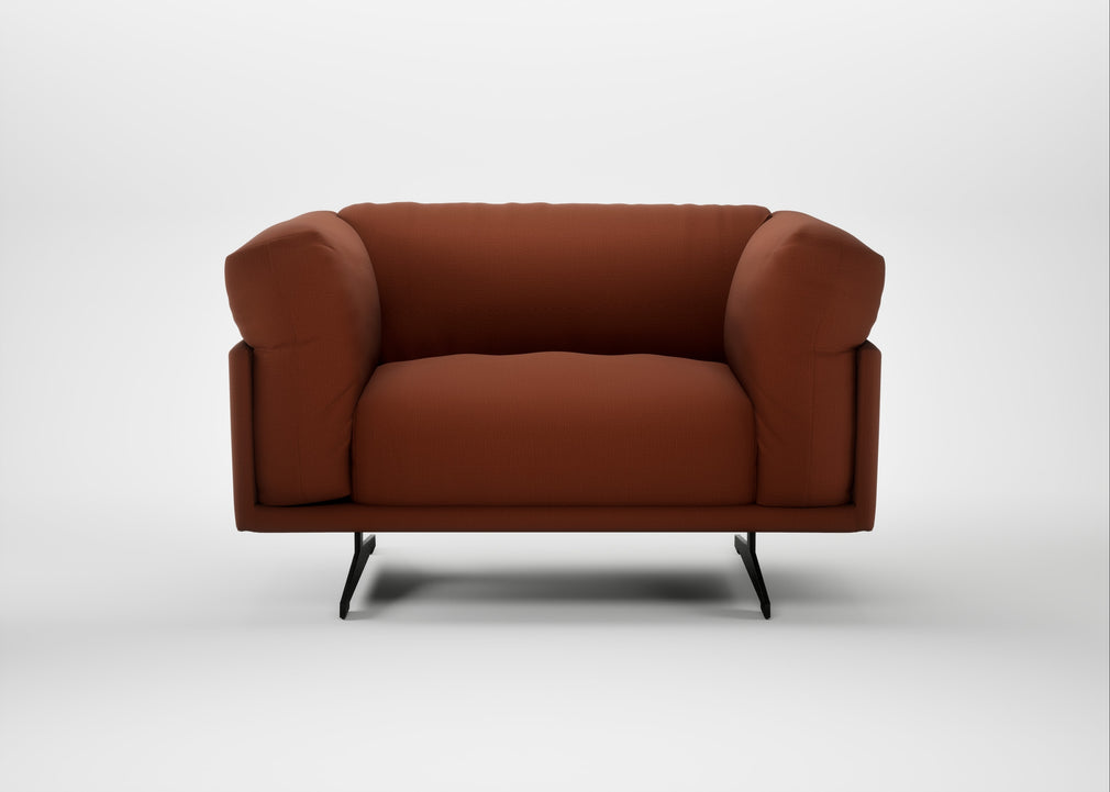 Novara Loveseat Smart Cotton Linen Rust / Black
