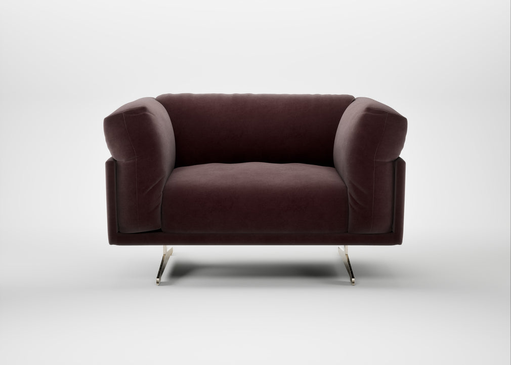 Novara Loveseat Smart Luxe Velvet Acorn / Stainless Steel