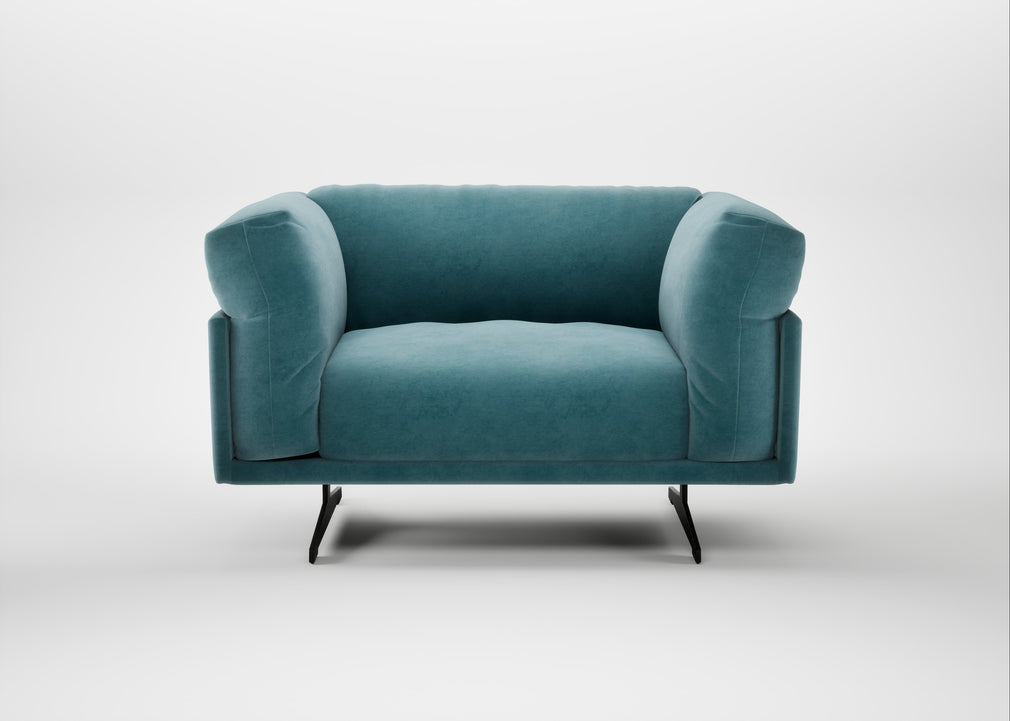 Novara Loveseat Smart Luxe Velvet Airforce Blue / Black