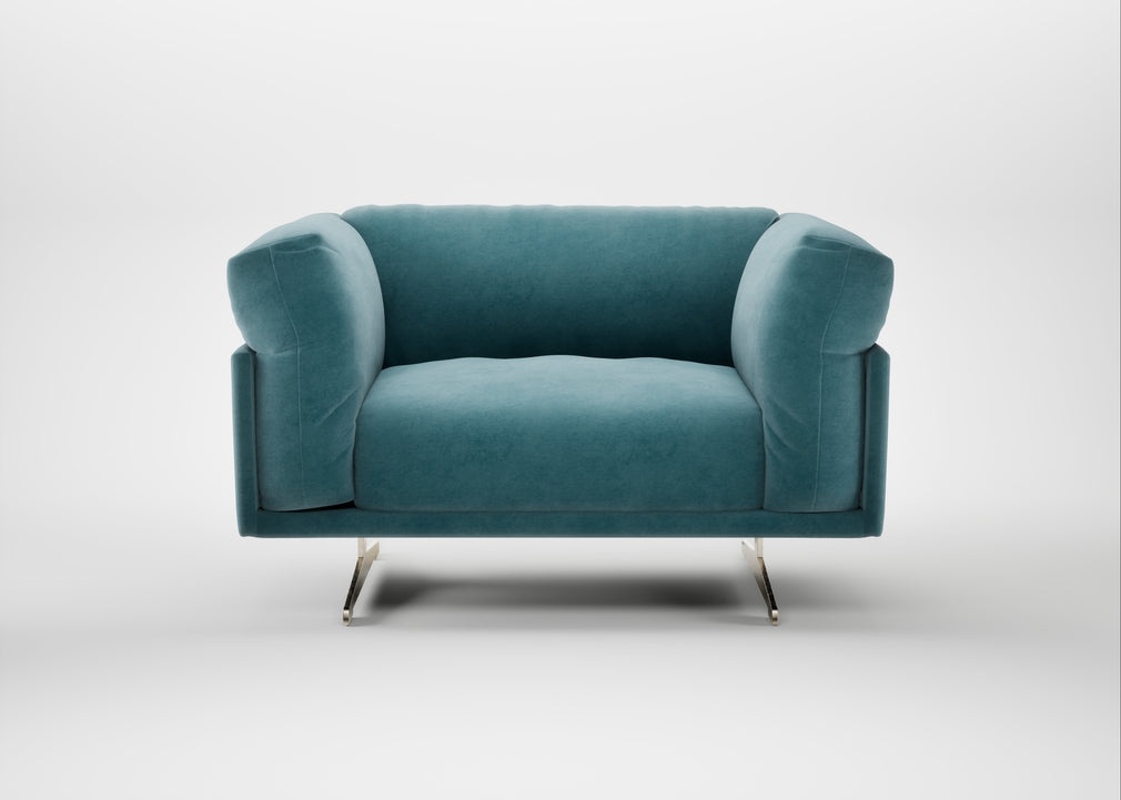 Novara Loveseat Smart Luxe Velvet Airforce Blue / Stainless Steel