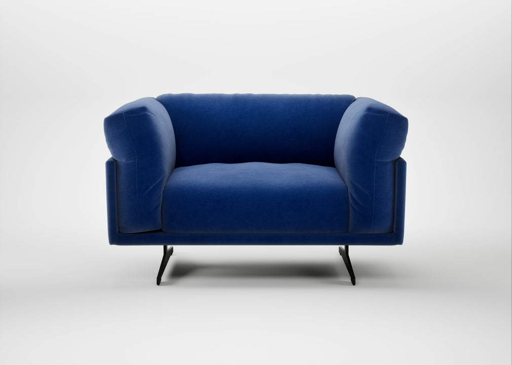Novara Loveseat Smart Luxe Velvet Azure / Black