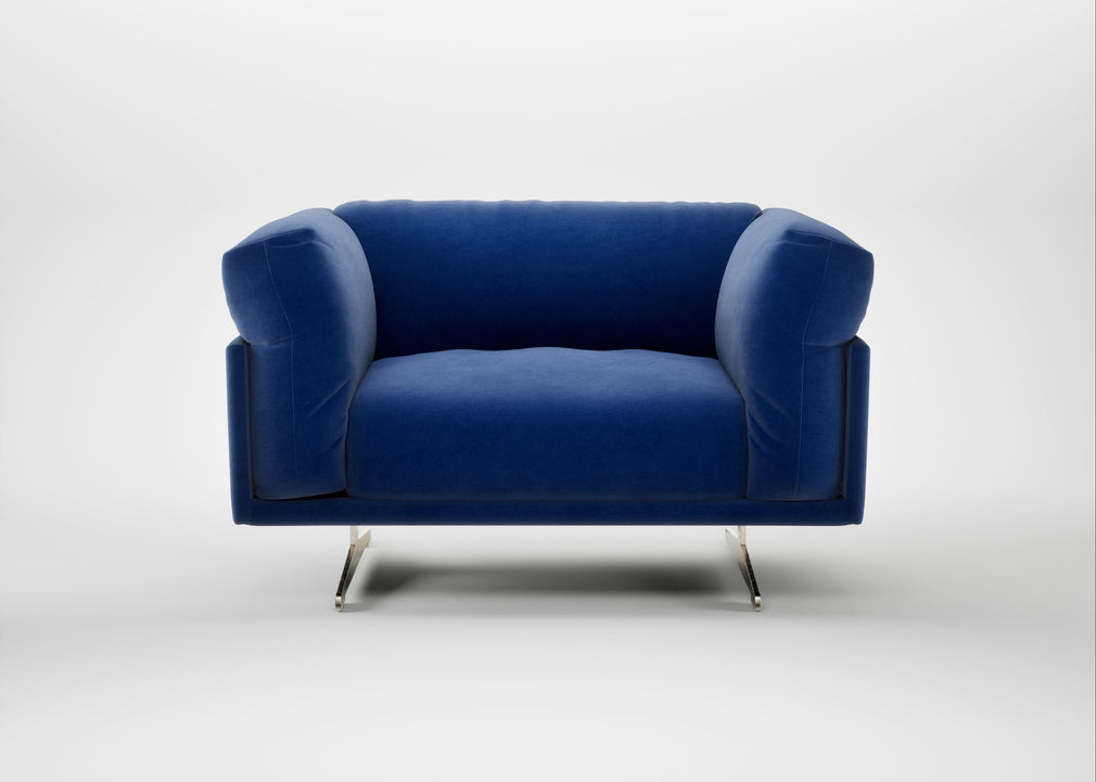 Novara Loveseat Smart Luxe Velvet Azure / Stainless Steel