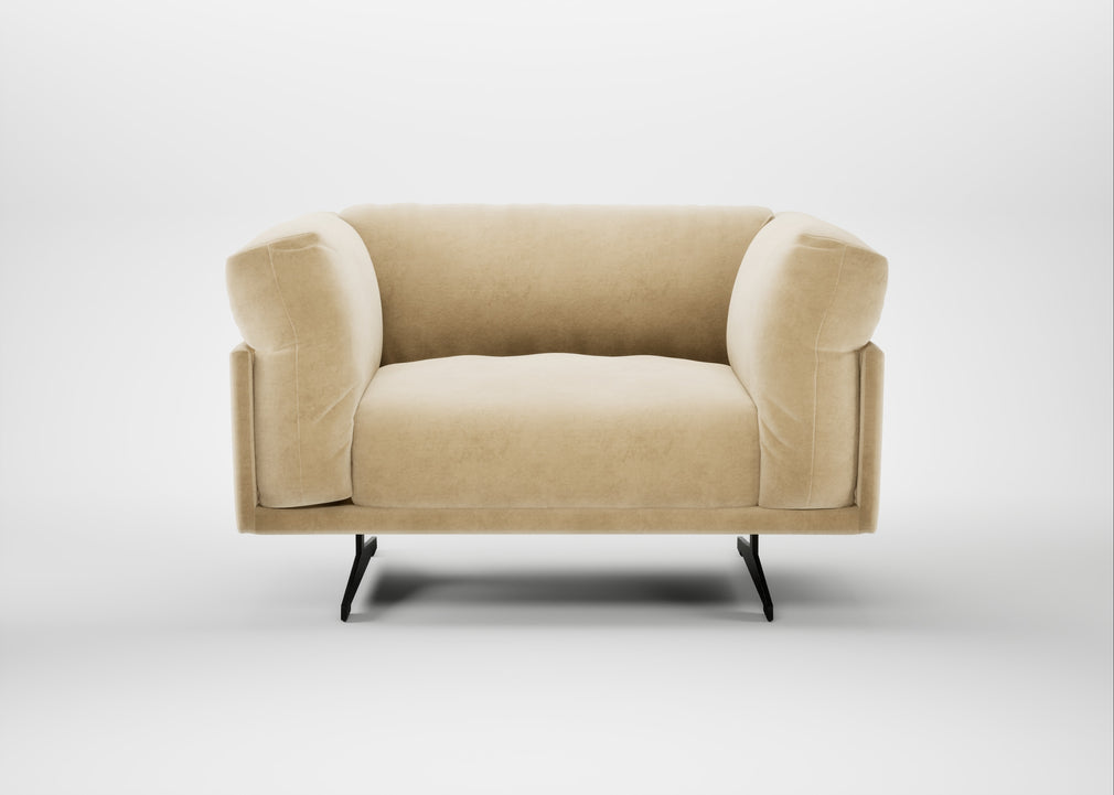 Novara Loveseat Smart Luxe Velvet Biscuit / Black