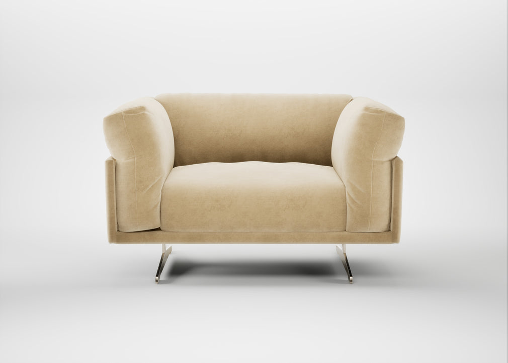 Novara Loveseat Smart Luxe Velvet Biscuit / Stainless Steel