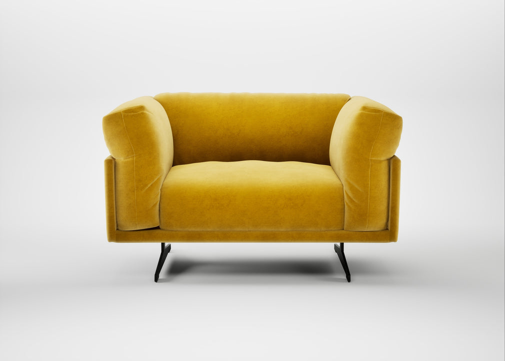 Novara Loveseat Smart Luxe Velvet Canary / Black