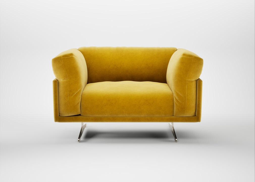 Novara Loveseat Smart Luxe Velvet Canary / Stainless Steel