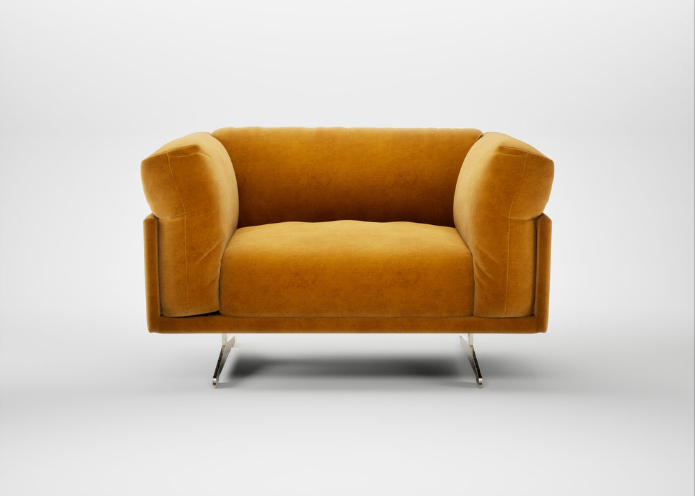 Novara Loveseat Smart Luxe Velvet Cognac / Stainless Steel