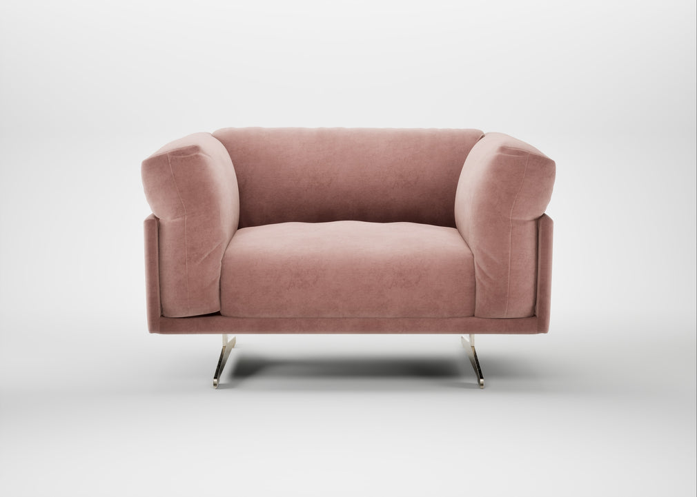 Novara Loveseat Smart Luxe Velvet Dusky Pink / Stainless Steel