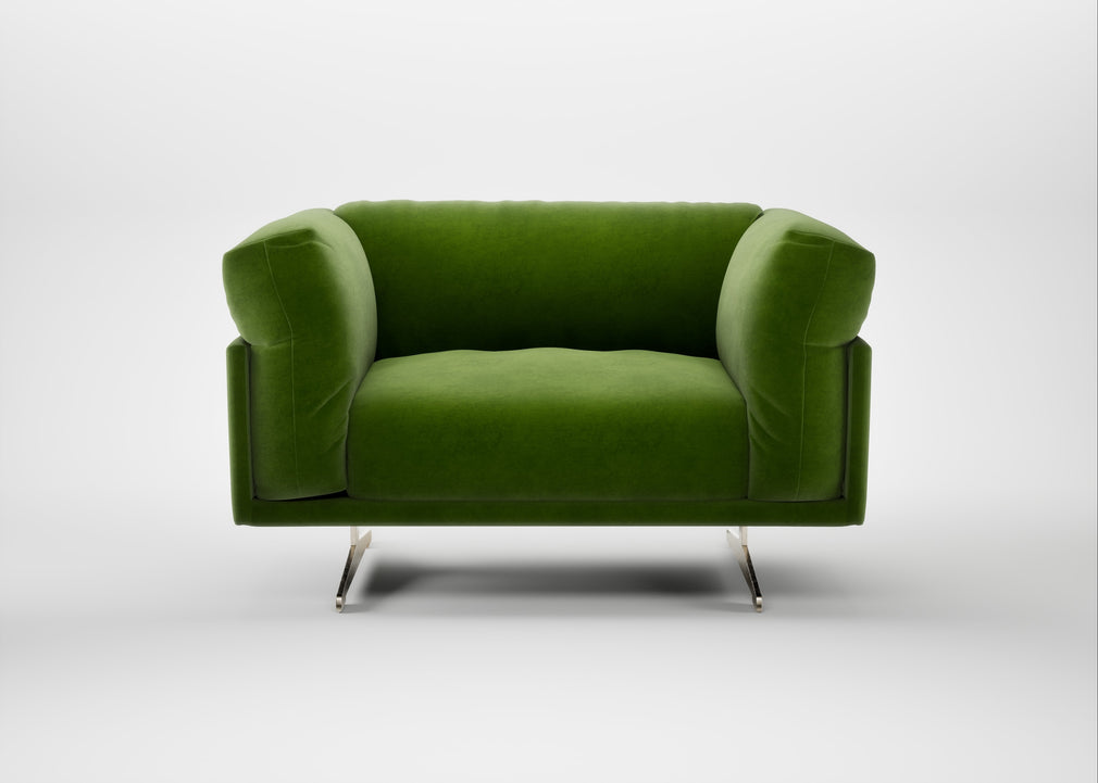 Novara Loveseat Smart Luxe Velvet Grass / Stainless Steel