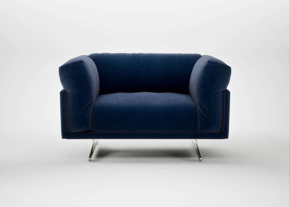 Novara Loveseat Smart Luxe Velvet Midnight / Stainless Steel