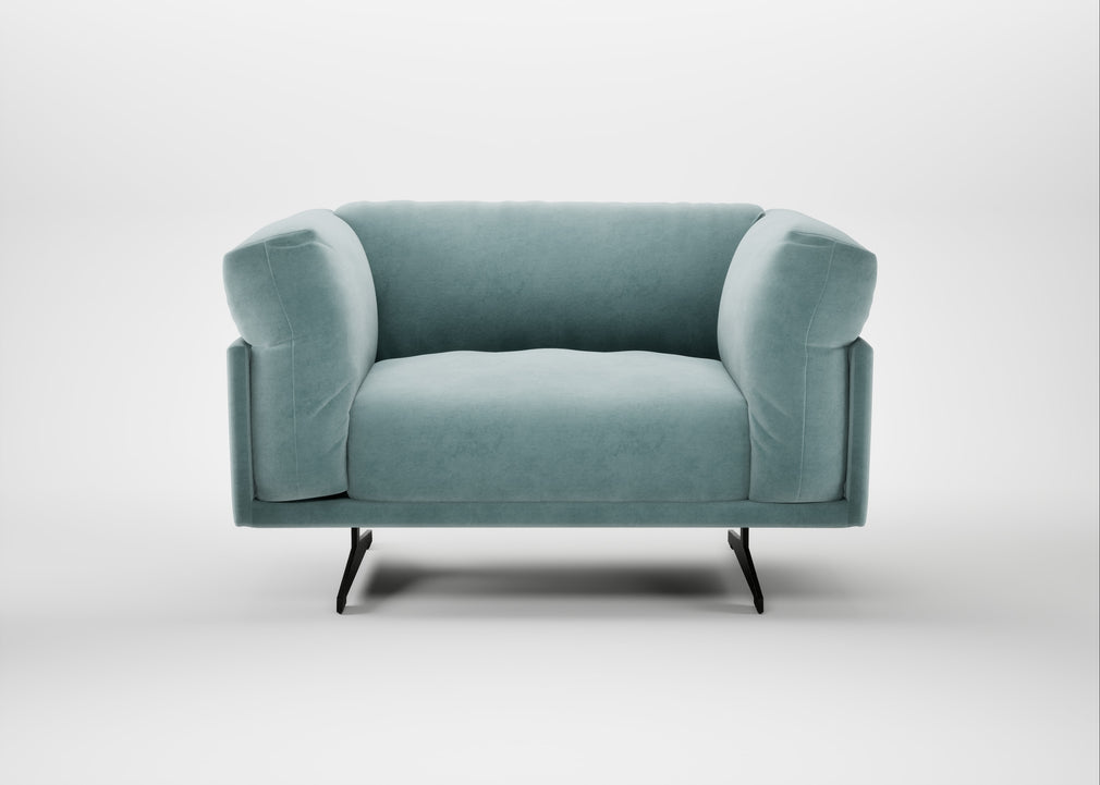 Novara Loveseat Smart Luxe Velvet Mineral Blue / Black