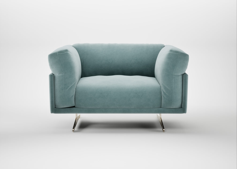 Novara Loveseat Smart Luxe Velvet Mineral Blue / Stainless Steel