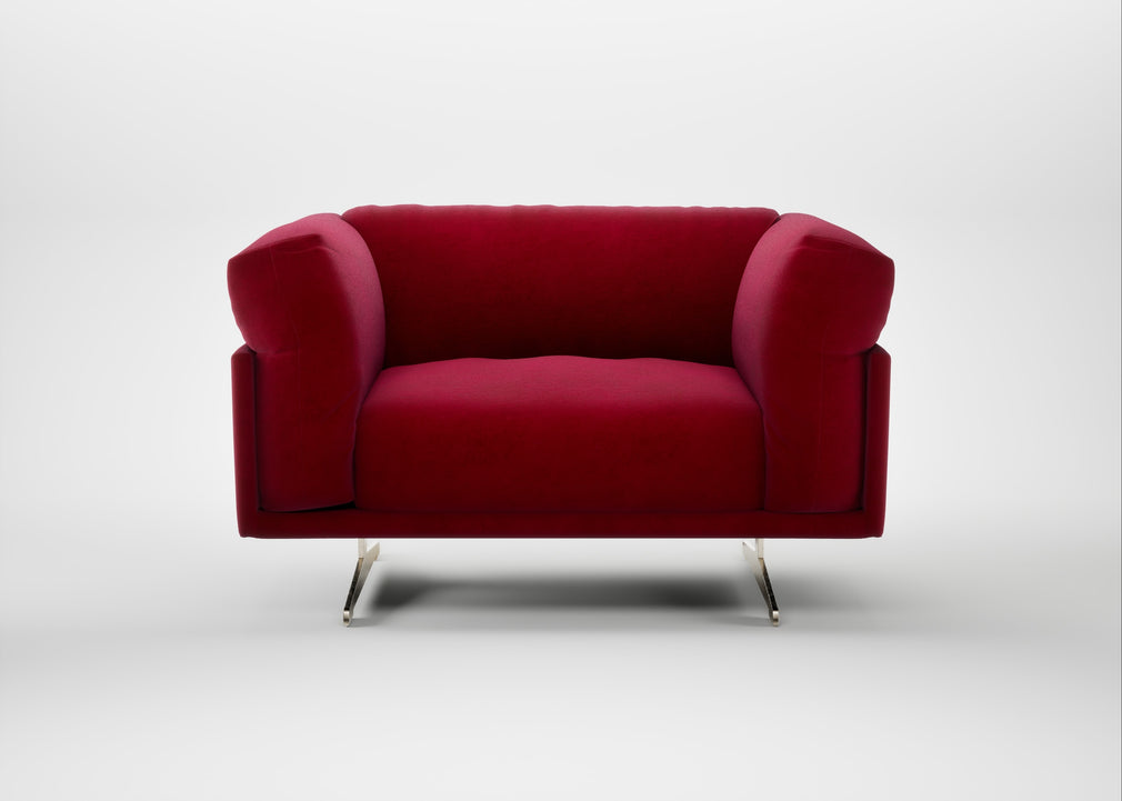 Novara Loveseat Smart Luxe Velvet Mulberry / Stainless Steel