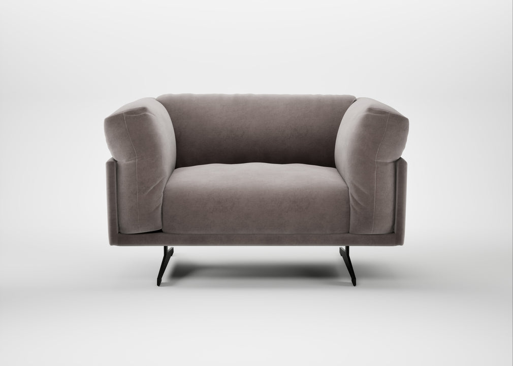 Novara Loveseat Smart Luxe Velvet Mushroom / Black