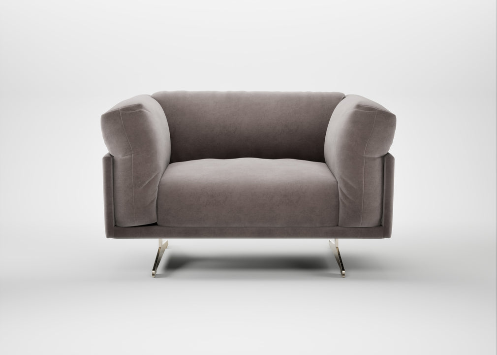 Novara Loveseat Smart Luxe Velvet Mushroom / Stainless Steel