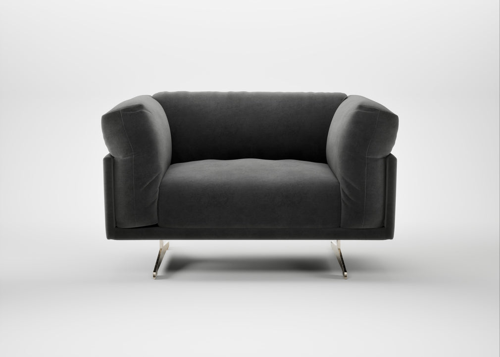 Novara Loveseat Smart Luxe Velvet Nickel / Stainless Steel