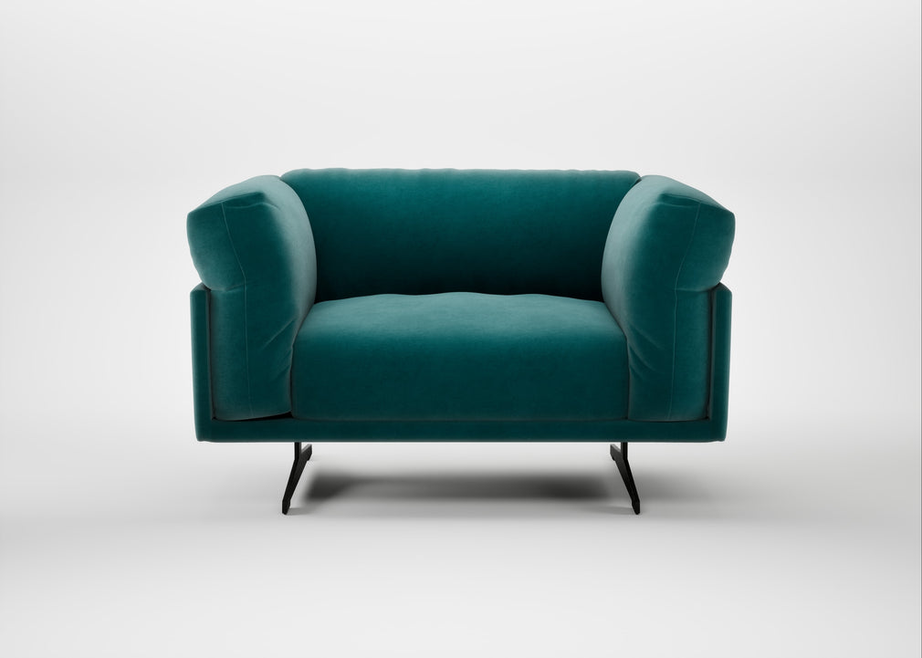 Novara Loveseat Smart Luxe Velvet Ocean Green / Black