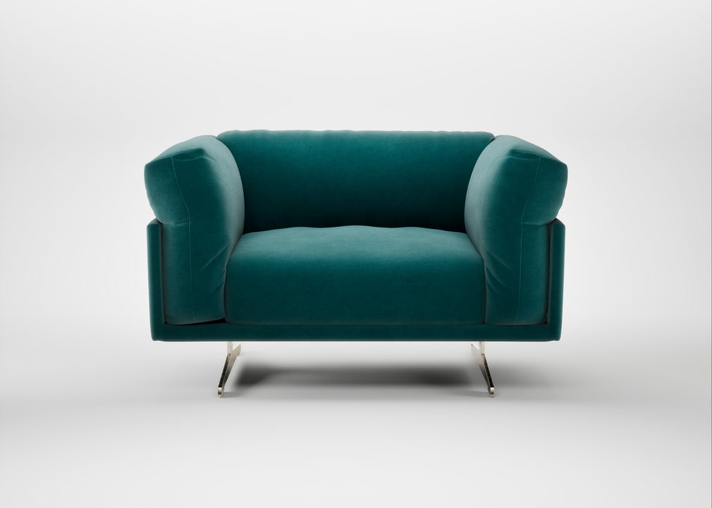 Novara Loveseat Smart Luxe Velvet Ocean Green / Stainless Steel