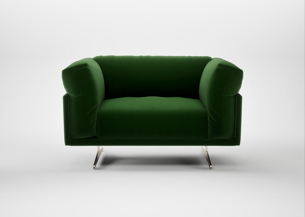 Novara Loveseat Smart Velvet Forest / Stainless Steel