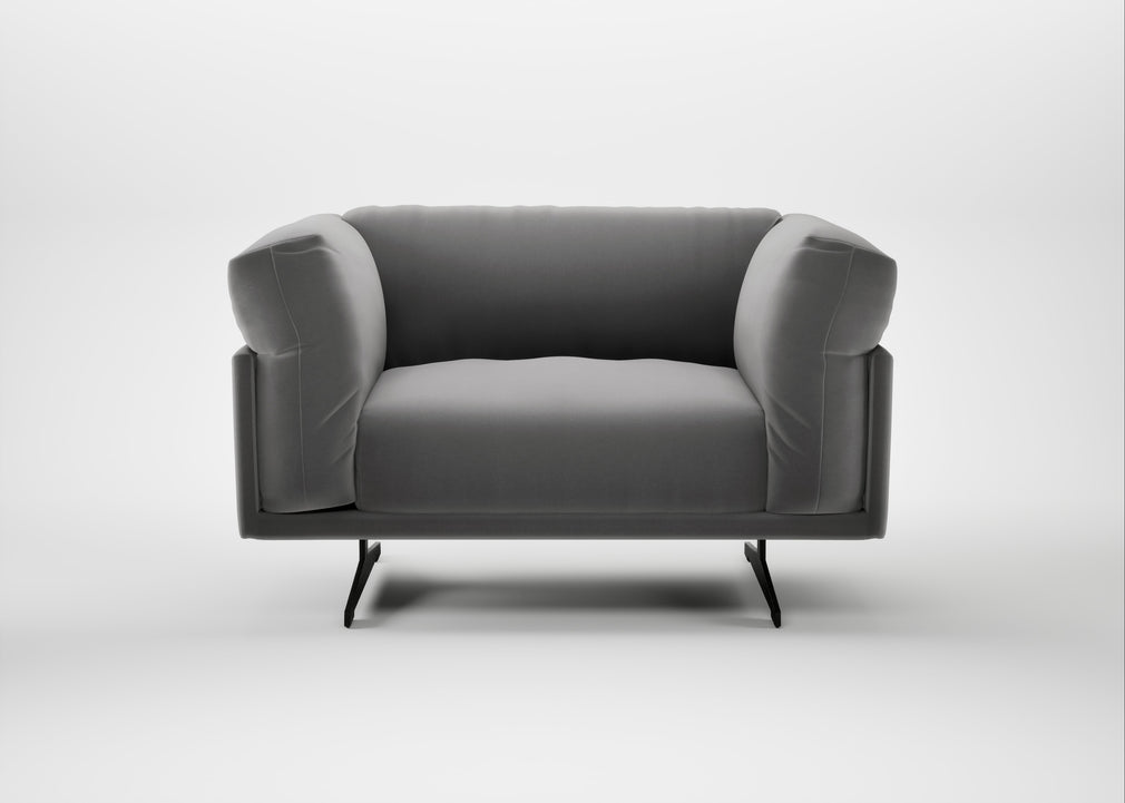 Novara Loveseat Smart Velvet Mercury / Black