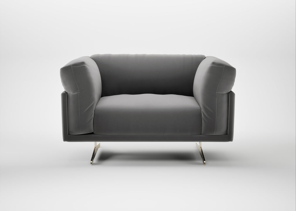 Novara Loveseat Smart Velvet Mercury / Stainless Steel