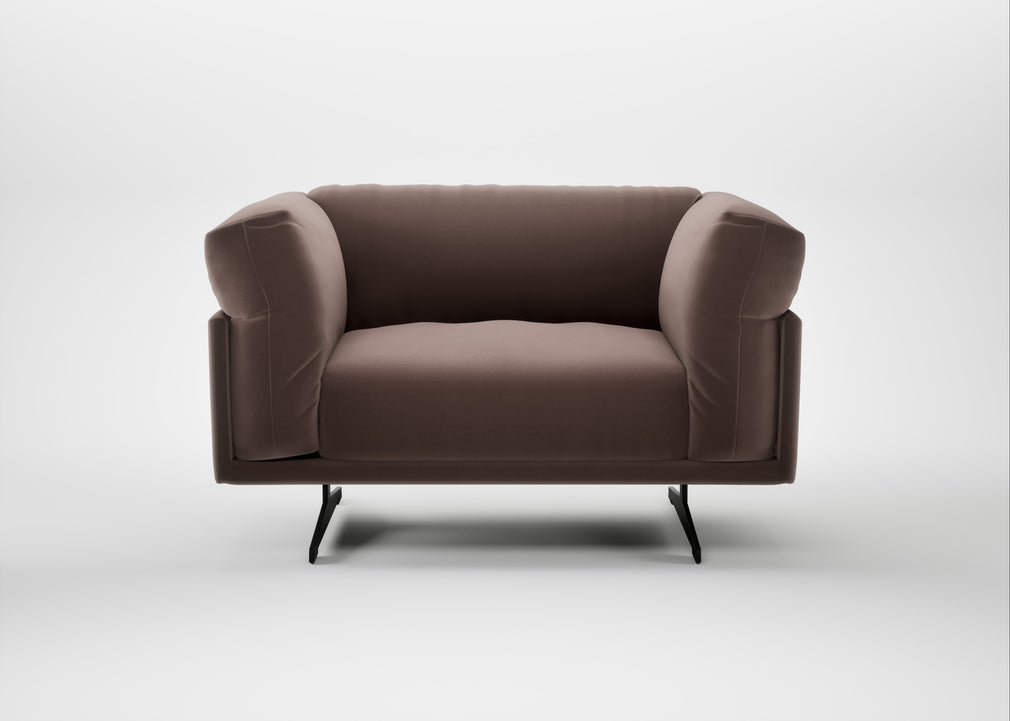 Novara Loveseat Smart Velvet Mouse / Black