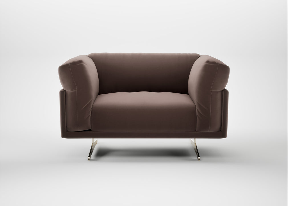 Novara Loveseat Smart Velvet Mouse / Stainless Steel
